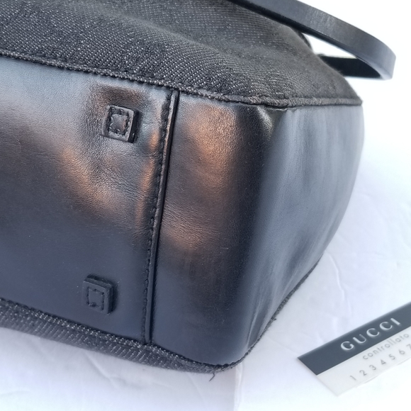 Lovely vintage Gucci GG  dark canvas with leather trim tote handbag - Picture 13 of 16